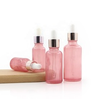 Flacon compte-gouttes d'huile essentielle en verre de peinture personnalisée Flacon à sérum à épaule ronde rose le plus vendu