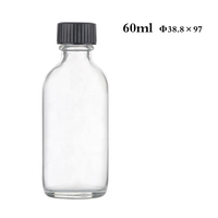 Bouteilles en verre transparentes Boston Round portables de 2oz, 4oz, 8oz, 16oz avec bouchon à vis pour boissons énergisantes, liqueurs, jus, shots de gingembre