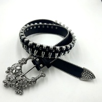 Nouvelle ceinture en cuir PU style punk rock euro-américain, motif crâne et balle, boucle en alliage tendance hip-hop, accessoire transfrontalier