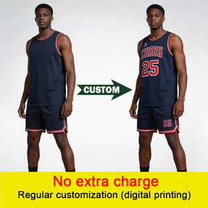 بدلة كرة سلة رجالية مخصصة بشعار مطرز بالجملة، زي رياضي عالي الجودة على طراز الدوري الأمريكي لكرة السلة - Product Image 2