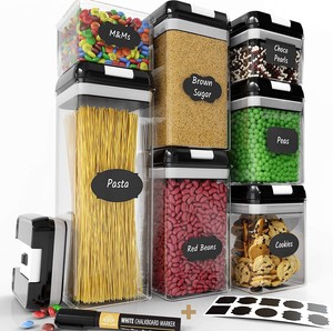 7pcs/sets Kitchen Plastic Storage Containers Clear Plastic Canisters Sets