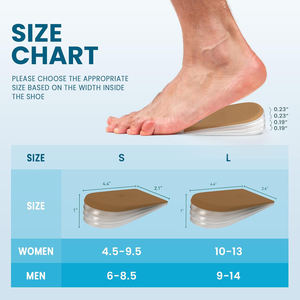 Chaussures en gel 4 couches de 1 pouce pour femmes, inserts compensés orthopédiques réglables pour les jambes inégales, douleur au talon, longueur de jambe 3/4 ". - Product Image 3