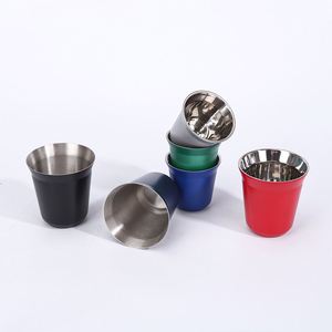 Tasses à expresso en acier inoxydable 80 ml 160 ml, verres à whisky miniatures à double paroi isolés sous vide pour la maison et le bureau, vente en gros - Product Image 4