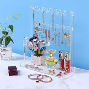 Solid Necklace Hanging Organizer Holder Clear Jewelry Acrylic Bracelet Display Stand Rack