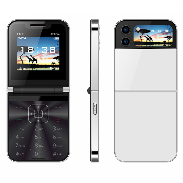 Hot Selling A70 Pro 2.4inch Basic Folding Mobile Phone Long Standby Dual Sim Card Gaming Cheap GSM Quad Band Mobile Phone
