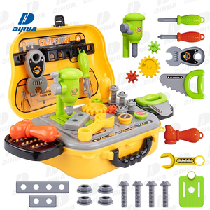 Juego de herramientas de ingeniero pequeño juguete para niño 2 en 1 Herramienta de reparación de simulación Kit de herramientas de fijación preescolar juguete de carpintero con <span class=keywords><strong>caja</strong></span> amarilla portátil - Product Image 1