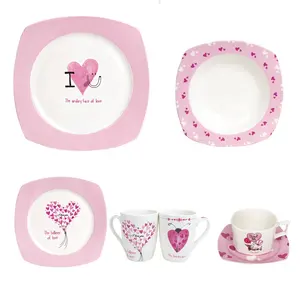 Изысканный романтический свадебный подарок, дизайнерская посуда на День святого Валентина, керамическая квадратная тарелка, фарфоровый обеденный набор для новоселья невесты