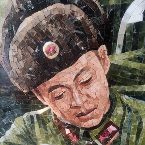 Mosaïque en <span class=keywords><strong>marbre</strong></span> artisanale, décoration murale en pierre verte, portrait, pour les espaces intérieurs culturels, l'hôtellerie et les espaces commerciaux - Product Image 2
