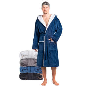 Bata de Invierno con Capucha para Hombre, Talla Grande, Suave, Cálida, Informal, para Playa o Baño - Product Image 1