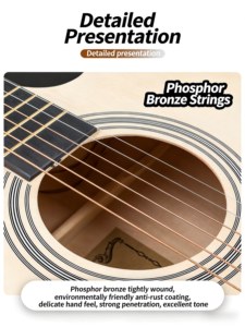 Guitarra Acústica MY MUSIC Económica de Alto Brillo de 41 Pulgadas y 6 Cuerdas, Kit con Mástil de Arce y Cuerpo de Madera de Ingeniería, Incluye Accesorios para Adultos - Product Image 3