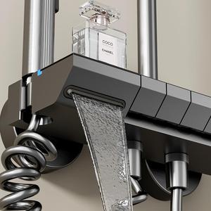 Usine pas cher <span class=keywords><strong>prix</strong></span> atmosphère lumière pistolet gris salle de bain Piano affichage numérique robinet douche pluie 4 fonction système ensemble - Product Image 4