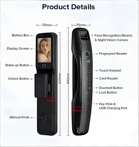Groothandel Tuya Smart Deurslot Biometrische 3d Gezichtsherkenning Vingerafdruk Slot Met Camera <span class=keywords><strong>Intercom</strong></span> Automatisch Intelligent Slot - Product Image 5