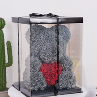 Usine Directe Fleur Artificielle Éternelle Rose Grand Ours En Peluche Amour Coeur 40CM PE Rose Ours Avec Boîte Cadeau