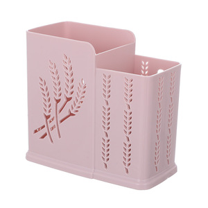 <b>Wall</b> Mounted Chopstick Holder Multi Compartment Plastic Drain Basket Punch Free Adhesive Kitchen Storage Organizer Rectangle - Product Image 5