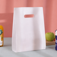 Sac de transport en plastique PE pour boulangerie, avec poignée découpée, imprimé fleurs givrées, logo personnalisé, pour supermarché, café, desserts à emporter