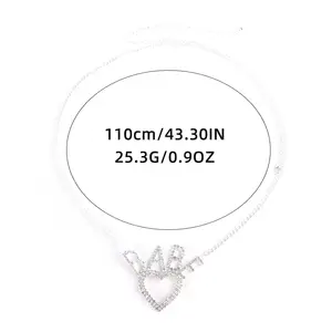 Fashionable Jewelry Waist Chain With Heart-shaped Letters Adjustable Micro Fabric Sparkling Rhinestones For Women