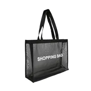 Sopurrrdy Custom Logo Luxury Nylon Tote Mesh Shopping Bags For Brand Clothes Store Big Size Nylon Mesh Handbags