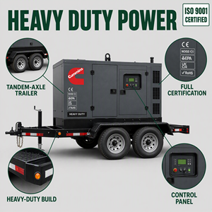 Generador Diésel Super Silencioso de 40 Kva con Motor Cummins 4BT3.9-G2 Stamford, 30 Kw, Remolque Móvil, Certificaciones EAC, EPA, CE, ISO9001, UKCA, ROHS - Product Image 6