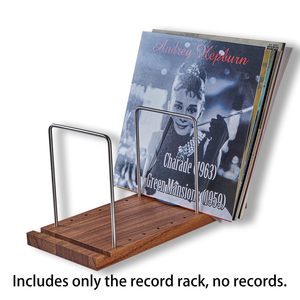 Support de rangement pour disques vinyles en bois massif pour 50 à 75 LP, avec affichage intégré du disque actuel, support robuste pour albums classiques et modernes - Product Image 4
