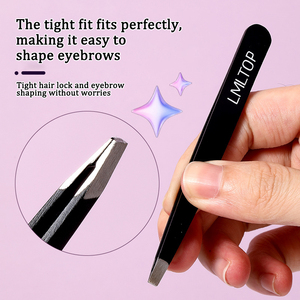 Pinze per sopracciglia inclinate piatte in acciaio inossidabile LMLTOP pinzette <span class=keywords><strong>curve</strong></span> ESD nere per la bellezza che tira i capelli modellano le sopracciglia - Product Image 2