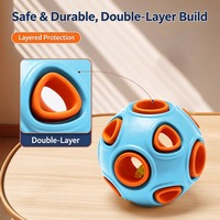 Balle pour chien double couche lumineuse et couineuse, en caoutchouc naturel, interactive, distributrice de friandises pour le nettoyage des dents et la mastication