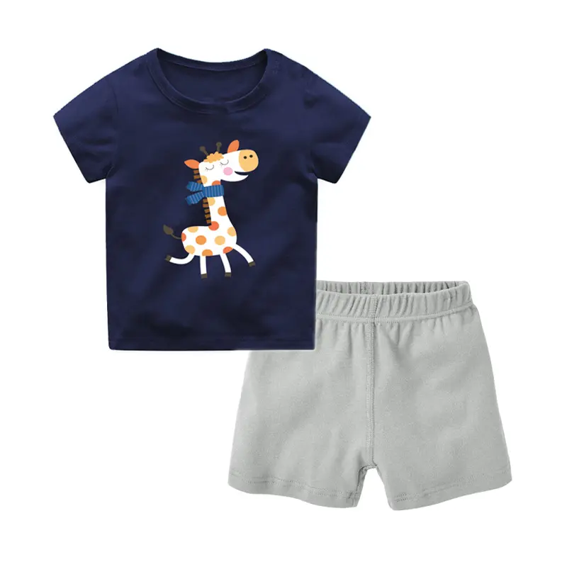 Ali Express China Summer Wear Ropa para niños Nombres como ropa para niños al por mayor Conjunto de camiseta y pantalones cortos Striprd