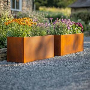 Jardinière en acier corten personnalisée, utilisation intérieure/extérieure, robuste et ornementale, pot de fleurs, décoration paysagère - Product Image 6