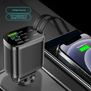 2 câbles rétractables 66W, chargeur de voiture rétractable, chargeurs pour téléphone portable, chargeur de voiture <span class=keywords><strong>4</strong></span> en 1 pour <span class=keywords><strong>iPhone</strong></span> - Product Image 4