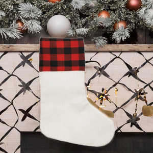 Chaussettes de Noël double face Qualisub, motif écossais noir, vierges pour sublimation, pour impression par transfert thermique - Product Image 3