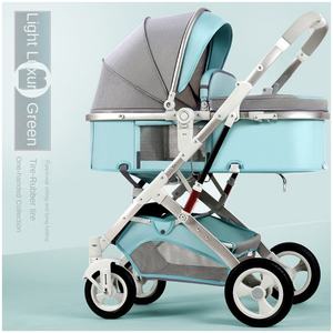 Poussette pour bébé, cadre en métal, légère, pliable, haute, avec absorption des chocs, bidirectionnelle, capacité de charge de 15 kg, 0-6 mois - Product Image 6