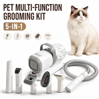 Kit de toilettage professionnel 5-en-1 pour animaux de compagnie avec tondeuse électrique, brosse de démêlage et embouts de buse longs pour chats et chiens