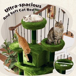 Árbol para Gatos Grande de 70.87 Pulgadas con 2 Condominios, 3 Perchas, Hamaca, Postes de Sisal Afelpados para Rascar, Muebles para Gatos de Interior - Product Image 6