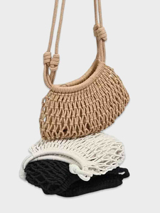 Bolso de Playa de Ganchillo con Forma de Dumpling para Mujer, Cierre con Cordón, Poliéster Ecológico, Plegable, Ligero y Duradero - Product Image 4