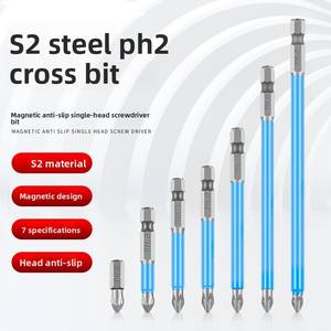 Puntas de Destornillador Magnéticas Phillips PH, Vástago Hexagonal de 1/4 Pulgada, Acero Aleado S2, Antideslizantes, Juego de Puntas de Cruz Largas para Taladro, Cabeza de Tornillo de 25-150 mm - Product Image 2