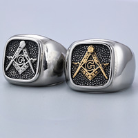 Bague maçonnique vintage en acier inoxydable pour homme, accessoire nordique pour cadeaux
