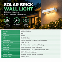 Lampe murale solaire 6W 900 lumens 150lm/W IP65 avec détecteur de mouvement PIR pour jardin, clôture, terrasse, décoration