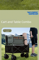Chariot de camping pliable multifonction avec plateau, grande capacité, pour livraison en extérieur, stand de marché