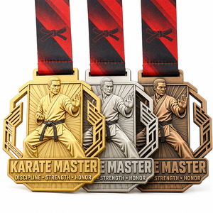 Medallas de Karate Personalizadas en Aleación de Zinc 3D, Oro y Plata, Artes Marciales, Taekwondo, Judo, con Cinta, Premio Deportivo, Medallas de Campeón - Product Image 1