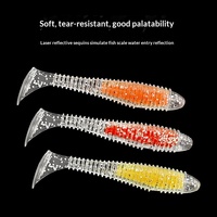 Leurre souple coloré à queue en T côtelée 65mm/2.2g 75mm/3.5g, appât coulant en PVC, lot de 10, pour la pêche au bar, au mandarin et à la perche en eau douce