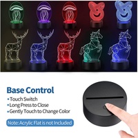 Support de lampe LED 7/16 couleurs, base de lampe 3D illusion, lampe LED acrylique anime, veilleuse avec câble USB et télécommande