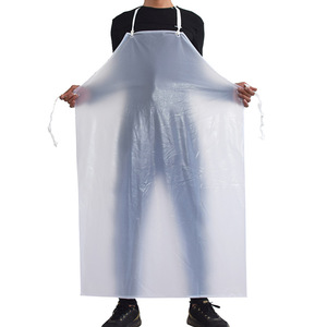 Delantal transparente de PVC, impermeable, a prueba de aceite, para cocinar, manipular alimentos, uso doméstico, color sólido, largo. - Product Image 5