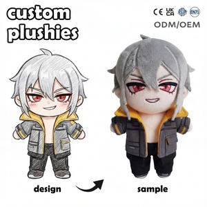 Peluche personnalisée en gros, mini, avec veste grise, style Chibi Anime, figurines <span class=keywords><strong>de</strong></span> collection, <span class=keywords><strong>caricature</strong></span> <span class=keywords><strong>de</strong></span> célébrité, peluche Kettlebell - Product Image 1