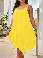 Robe décontractée mi-longue unie à bretelles pour femme grande taille 8XL, collection été 2026, coupe ample et tendance