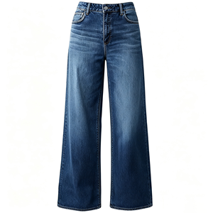 Jean YKK à fermeture éclair <span class=keywords><strong>pour</strong></span> femme, taille haute, coupe ample, jambe large, style denim oversize - Product Image 3