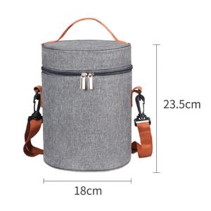 Bolsa Refrigerante Redonda Portátil Personalizada para Picnic, Diseño Moderno con Patrón de Letras Impresas en Oxford Peva Impermeable, Almacenamiento de Alimentos para Exteriores - Product Image 3