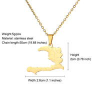 Collier avec pendentif en acier inoxydable personnalisé, carte de l'Haïti avec les villes, pendentif carte nationale d'Haïti