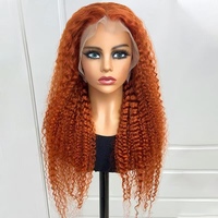 Peluca de Cabello Humano con Ondas Profundas de Jengibre, Densidad 250%, Encaje HD 13x4, Estilo Pixie Rizado Birmano, Sin Pegamento, Pre-Desplumada