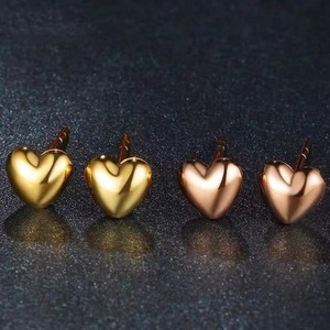 Cute AU750 Ladies Kids Small <strong>FIne</strong> <strong>Stud</strong> <strong>Earrings</strong> Girls Heart Shaped Gold <strong>Earrings</strong> 18k Real - Product Image 3