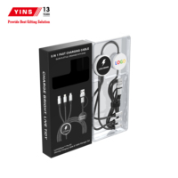 Câble de charge multi-prise Slim Tech avec logo LED lumineux, câble de charge rapide tressé, glissière compacte pour cadeau d'entreprise