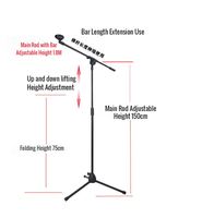 Support de microphone professionnel OEM réglable de 1,6 m avec pince, trépied de sol pour micro, support de microphone